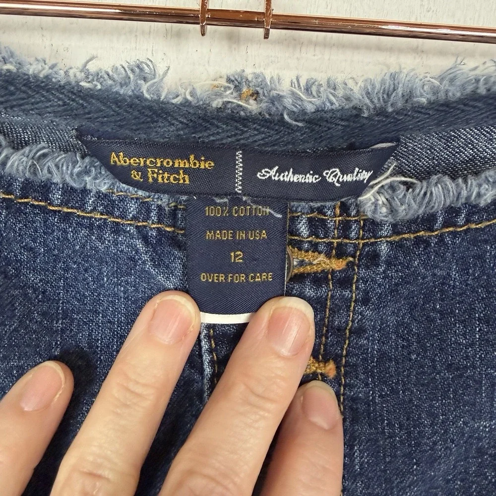 VTG Abercrombie Fitch Low‎ Rise Jeans Raw Waist Flare Button Fly Hippie Indie 12